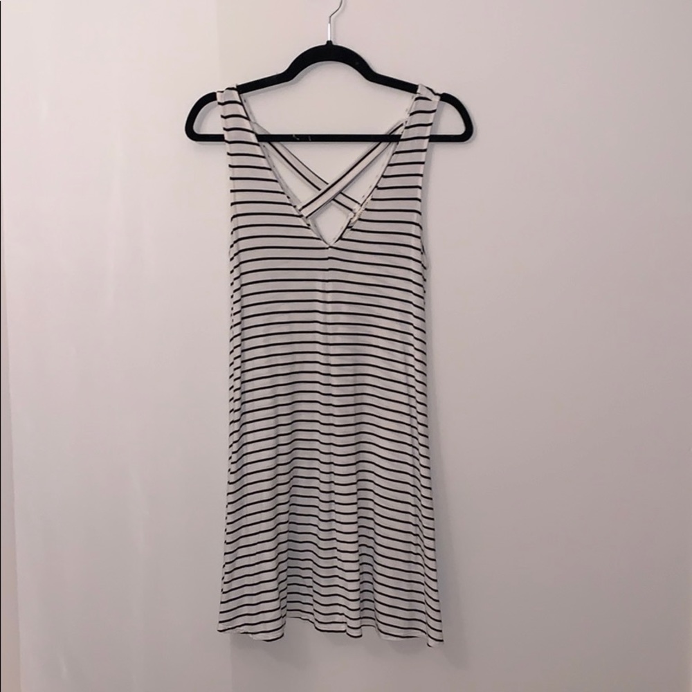 Black and white striped dress